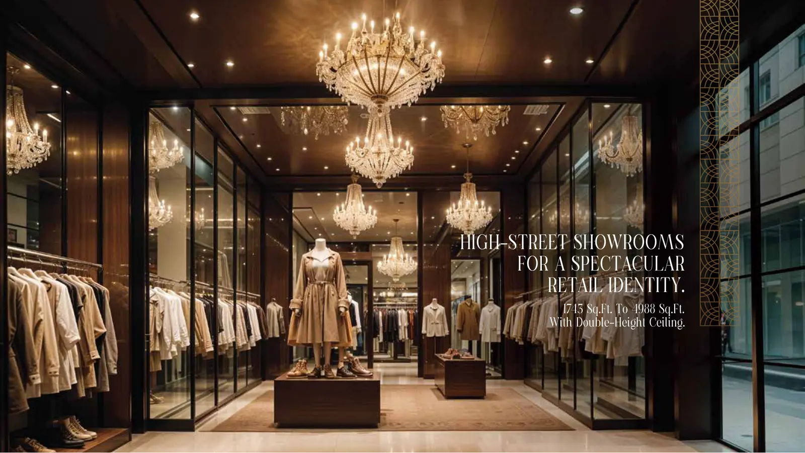 High-street showroom with double-height ceiling